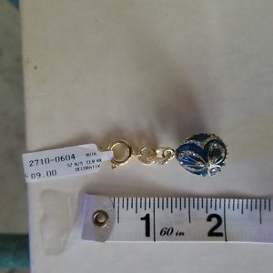 Fabrege egg, aqua with diamond rhinestones necklace piece